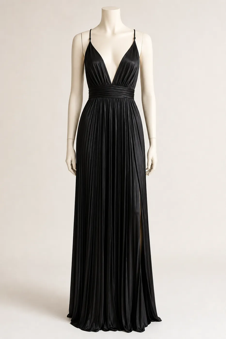 Robe Longue en Satin Plissé Maison